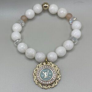 Authentic Louis Vuitton Bracelet Repurposed Authentic Louis Vuitton Blue Button